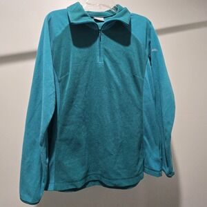 Columbia Fleece Pullover Womens Large Teal Long Sleeve‎ 1/4 Zip Jacket